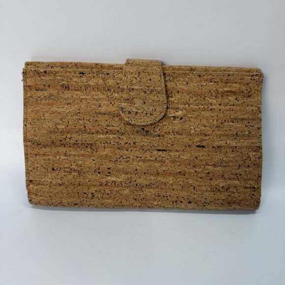 J. Crew Cork Envelope Clutch Purse Handbag Polka Dot Lining Preppy Beach Classic - Picture 1 of 11